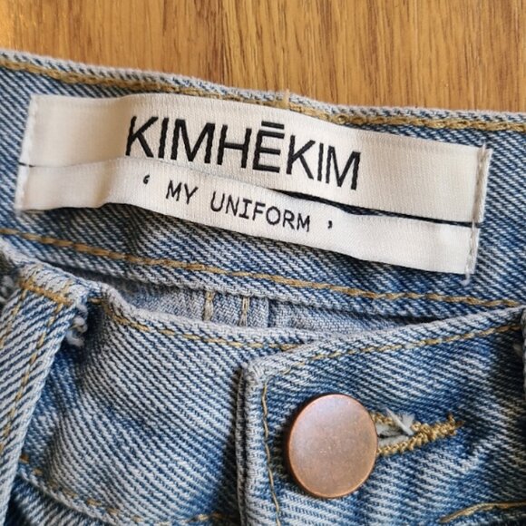 NEW NWOT! KIMHEKIM MY UNIFORM LABEL WIDE LEG BAGGY JEANS RIGID DENIM sz M - Picture 7 of 8
